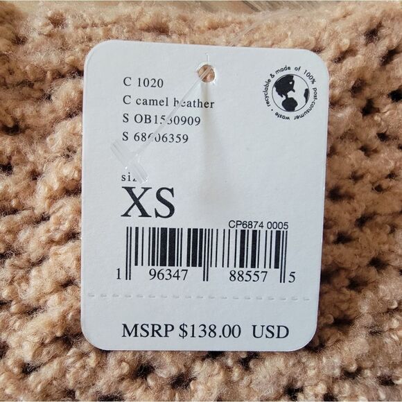 🆕 We The Free Care Snowdrift Knit Collared Henley Pullover in Camel Heather - Picture 7 of 13